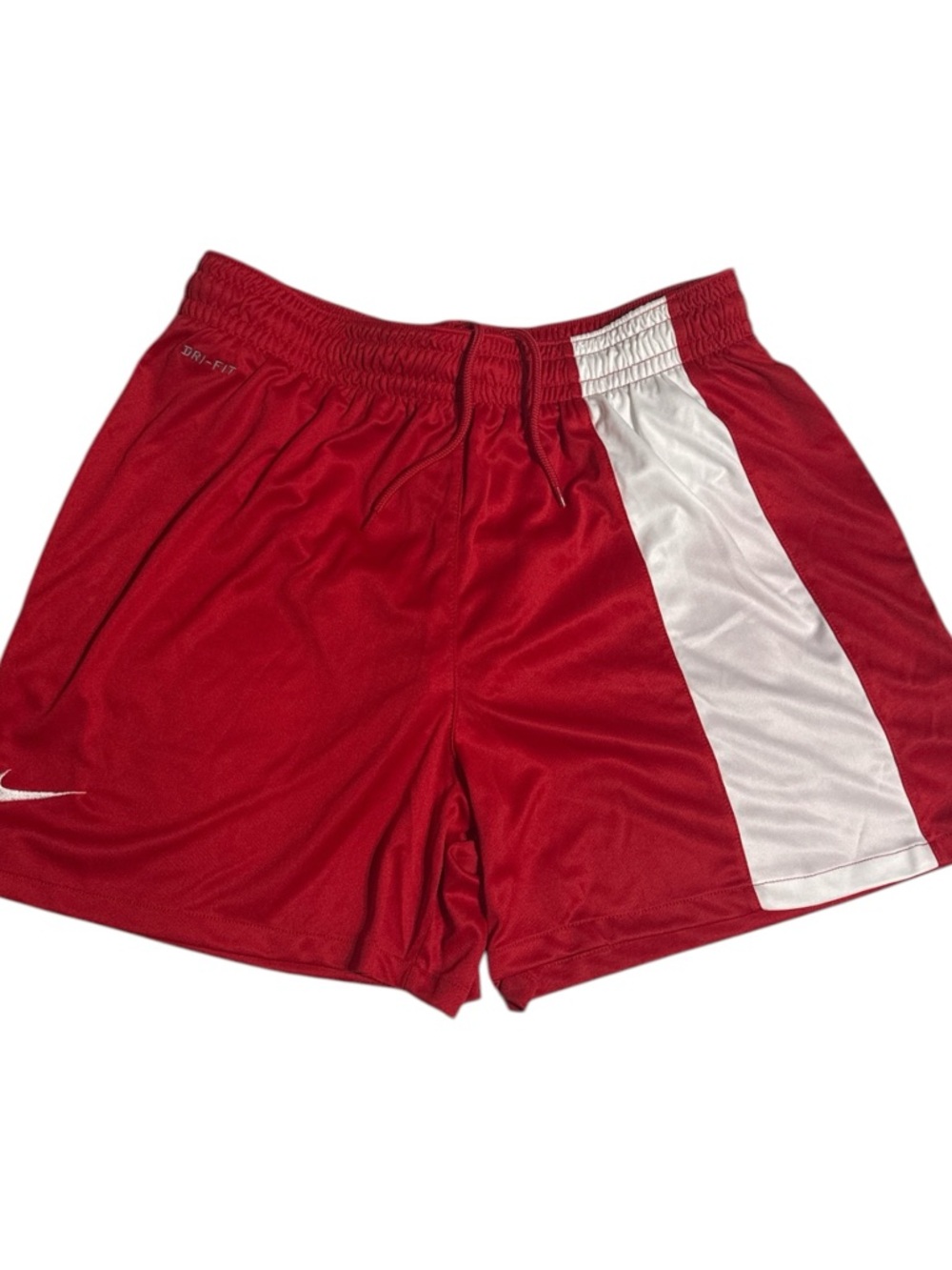Nike Red Athletic Shorts with White Side Stripe